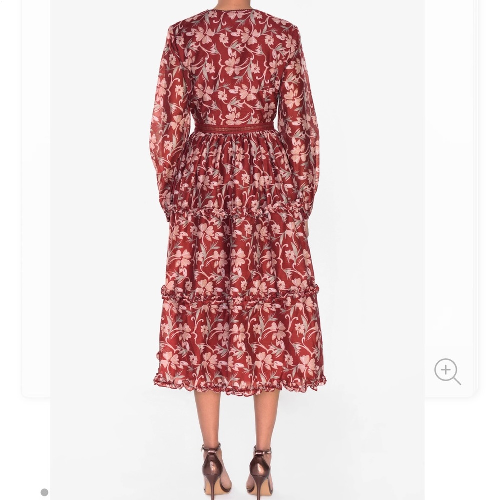 True decadence Burgundy Organza midi dress US4 - Picture 3 of 17